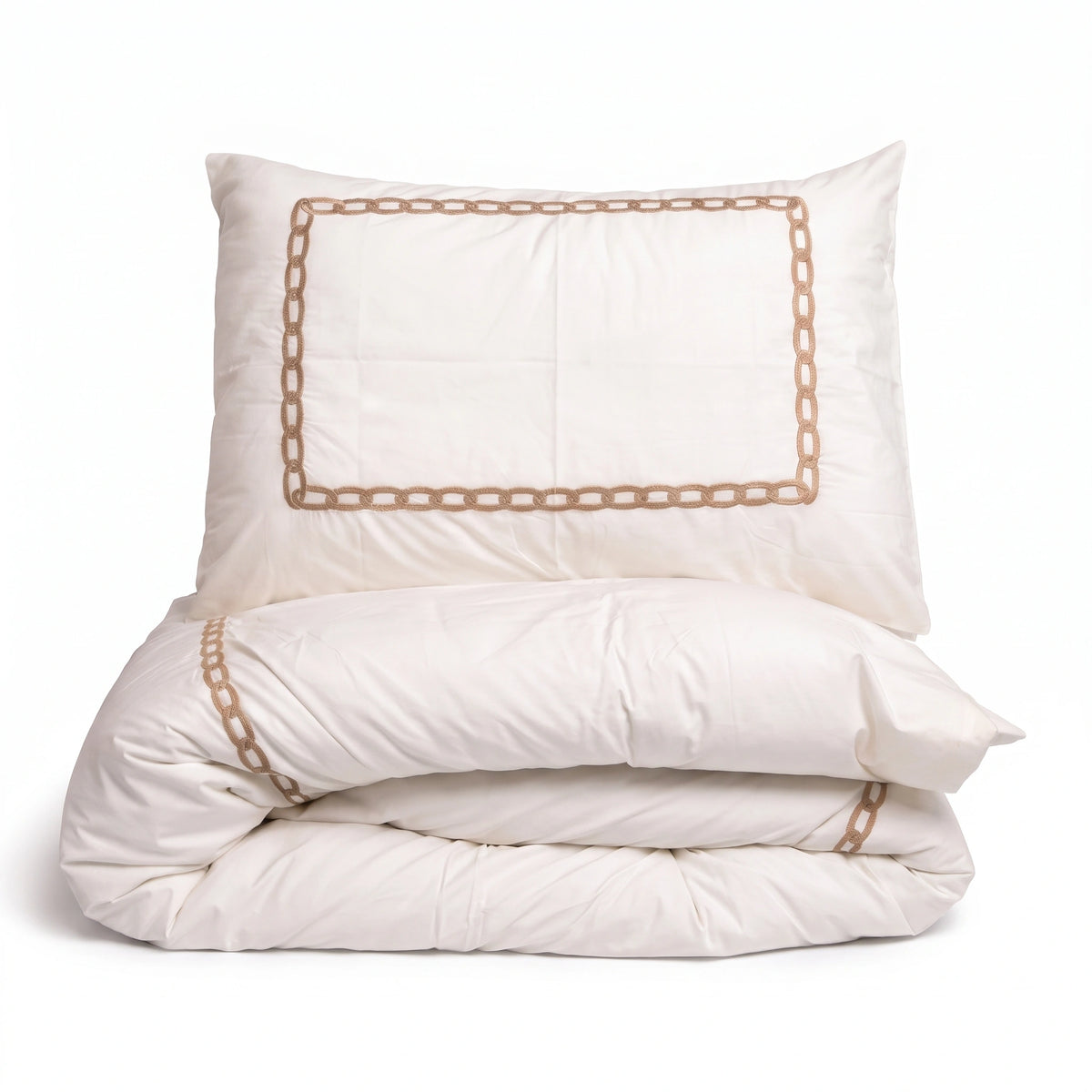 Embroidered Duvet Cover - Chain Border