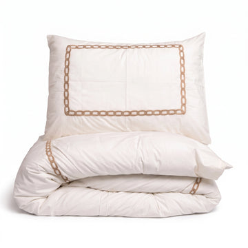 Embroidered Duvet Cover - Chain Border