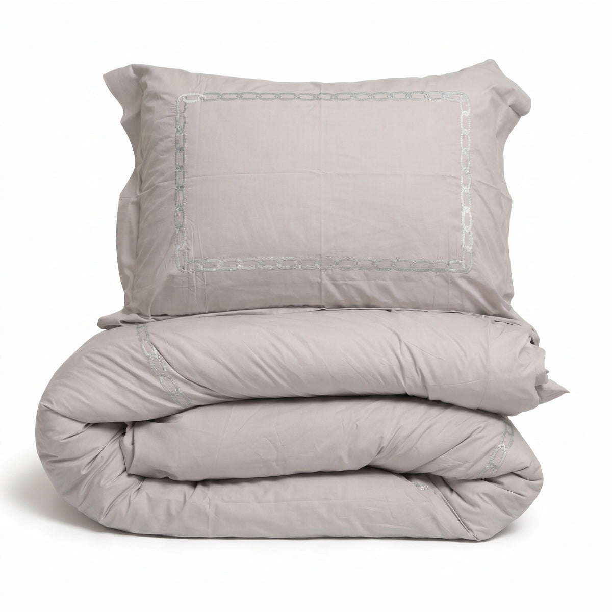 Embroidered Duvet Cover - Chain Border