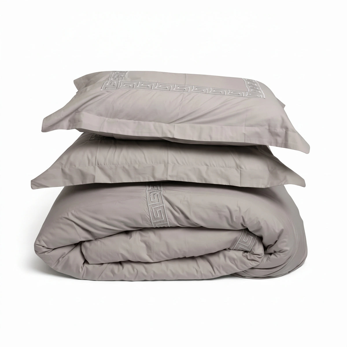 Duvet Cover Percal 300TC White - Greek Border