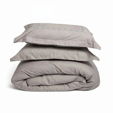 Duvet Cover Percal 300TC White - Greek Border