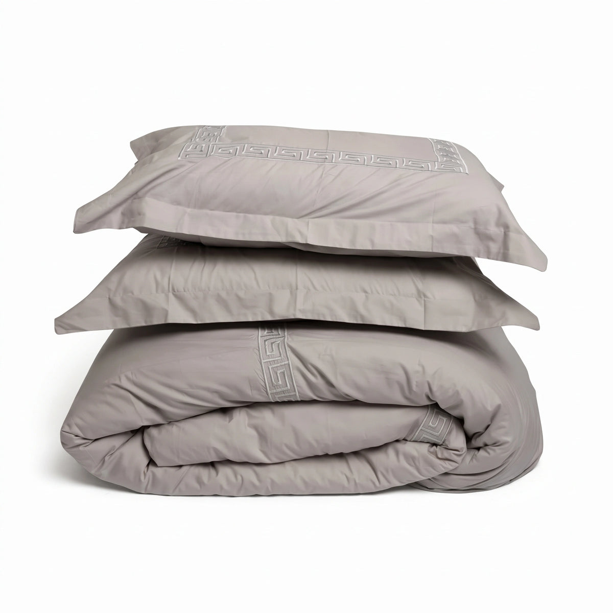Duvet Cover Percal 300TC White - Chain Border