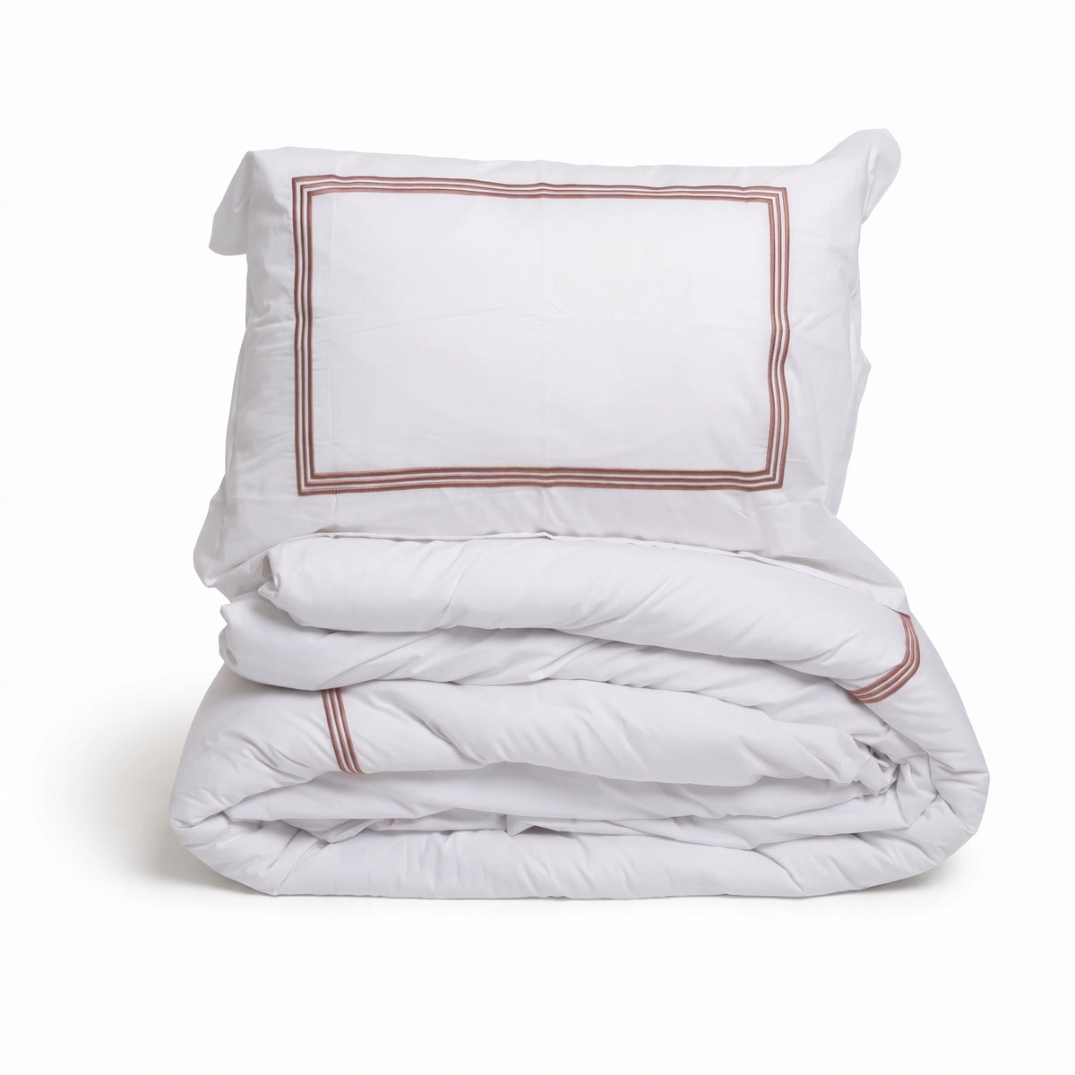 Duvet Cover Percal 300TC White - Chain Border