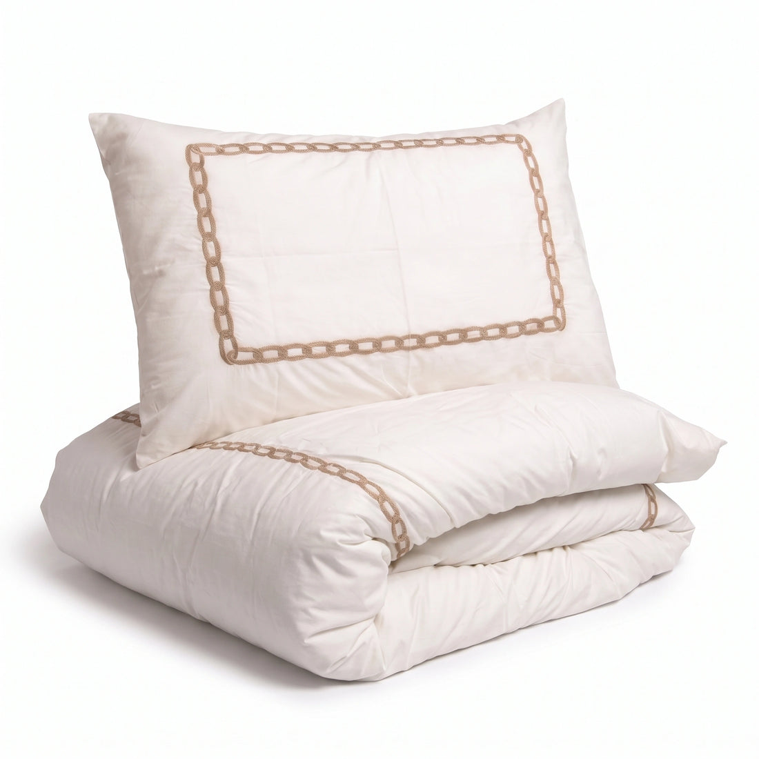 Embroidered Duvet Cover - Chain Border