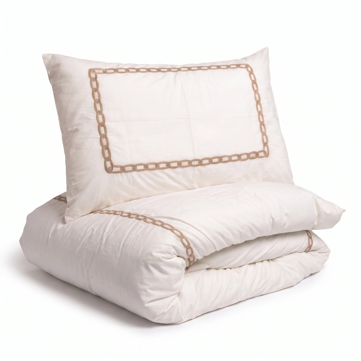 Embroidered Duvet Cover - Chain Border