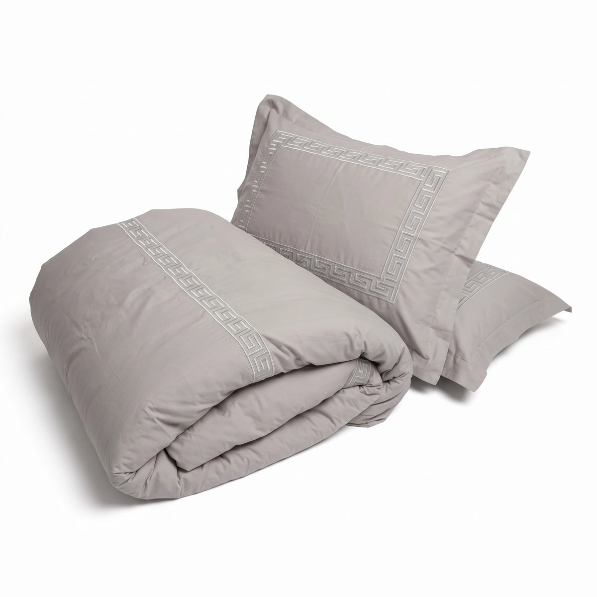 Duvet Cover Percal 300TC White - Chain Border