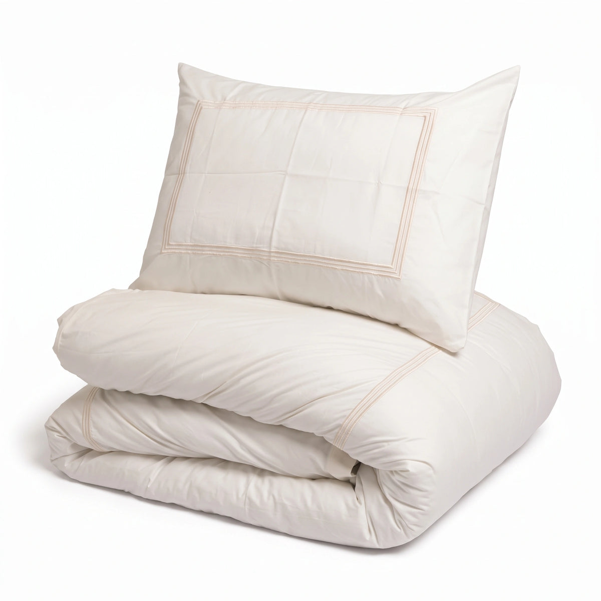 Duvet Cover Percal 300TC White - Frames Border
