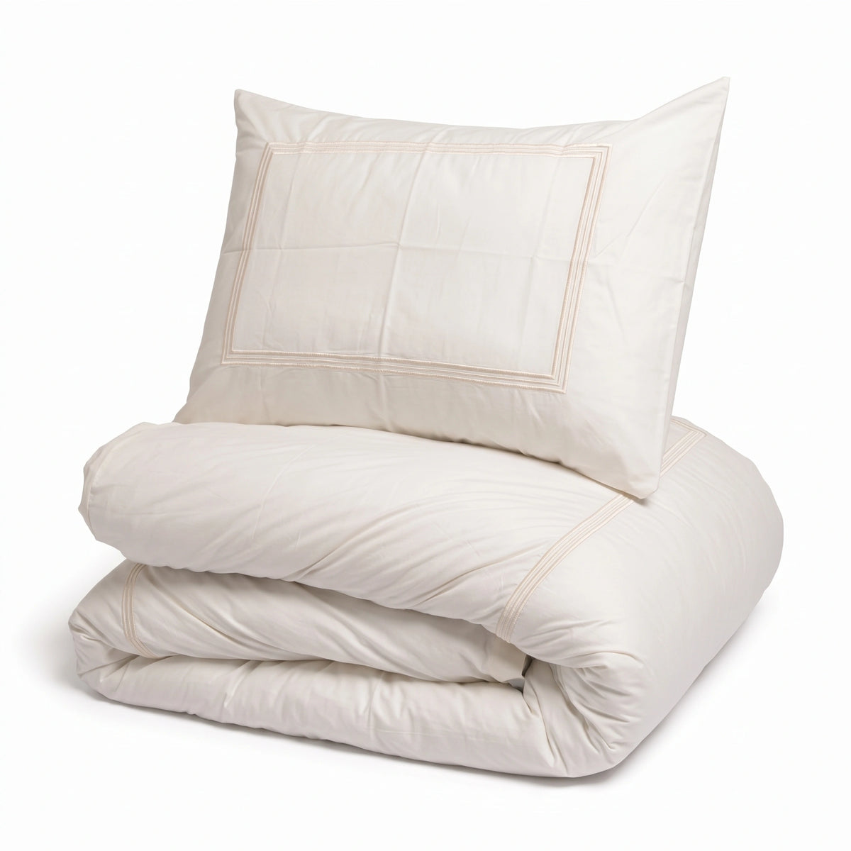 Duvet Cover Percal 300TC White - Chain Border
