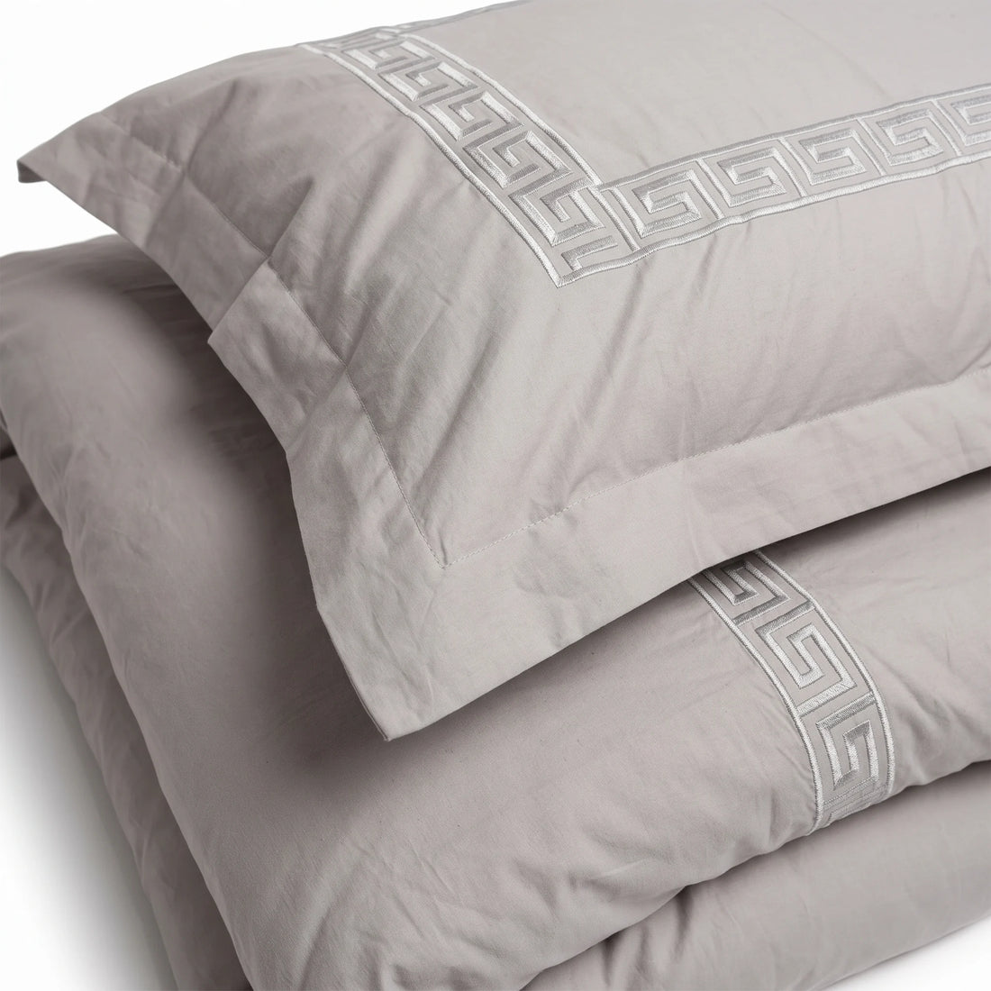 Duvet Cover Percal 300TC White - Greek Border