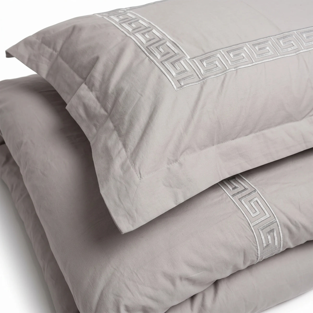 Duvet Cover Percal 300TC White - Greek Border