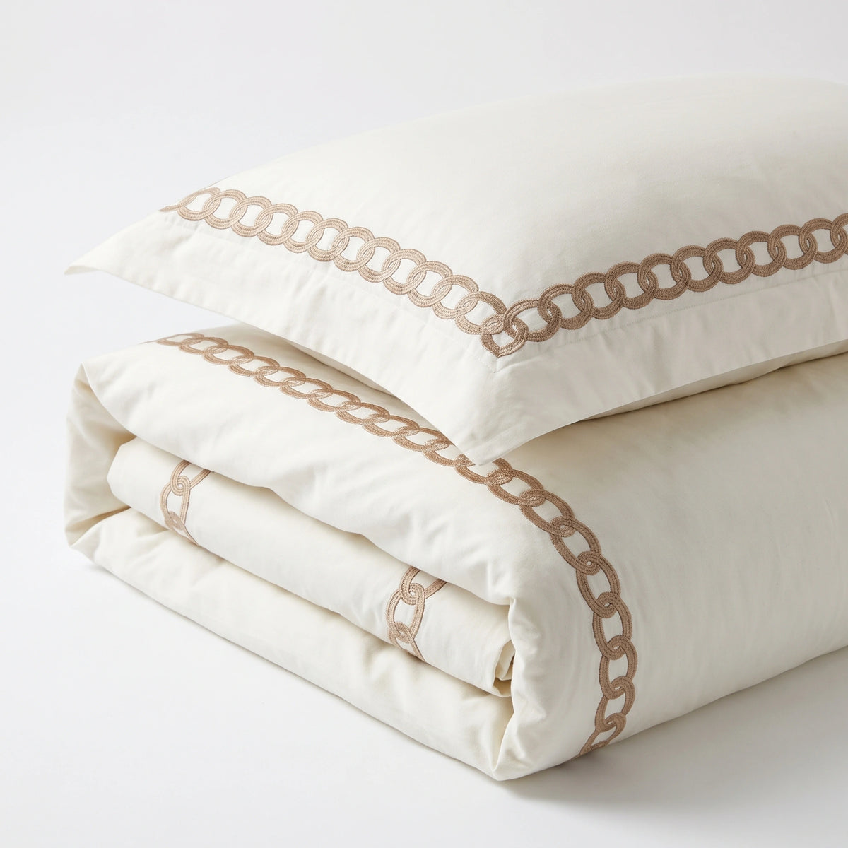 Embroidered Duvet Cover - Chain Border