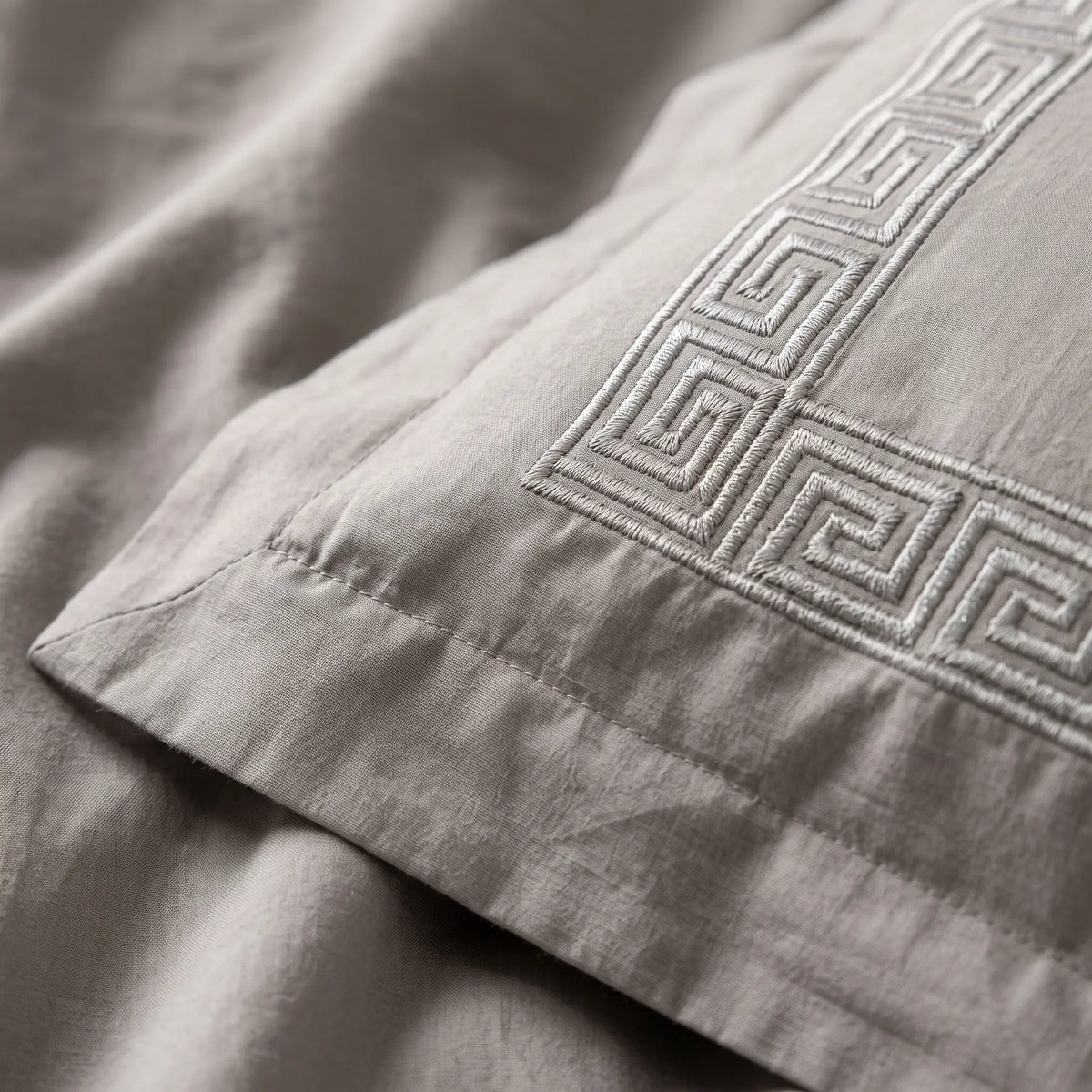 Duvet Cover Percal 300TC White - Greek Border