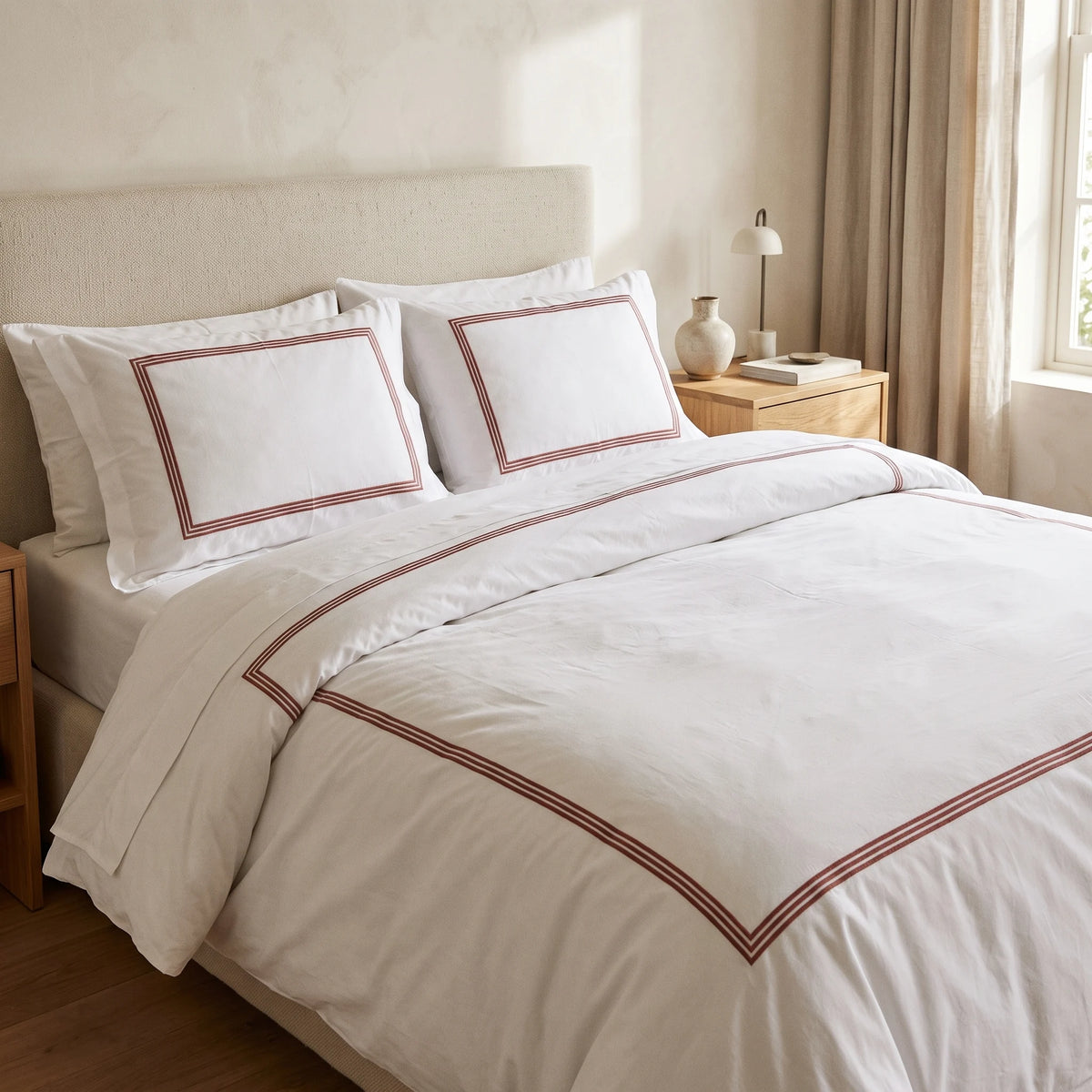 Duvet Cover Percal 300TC White - Frames Border