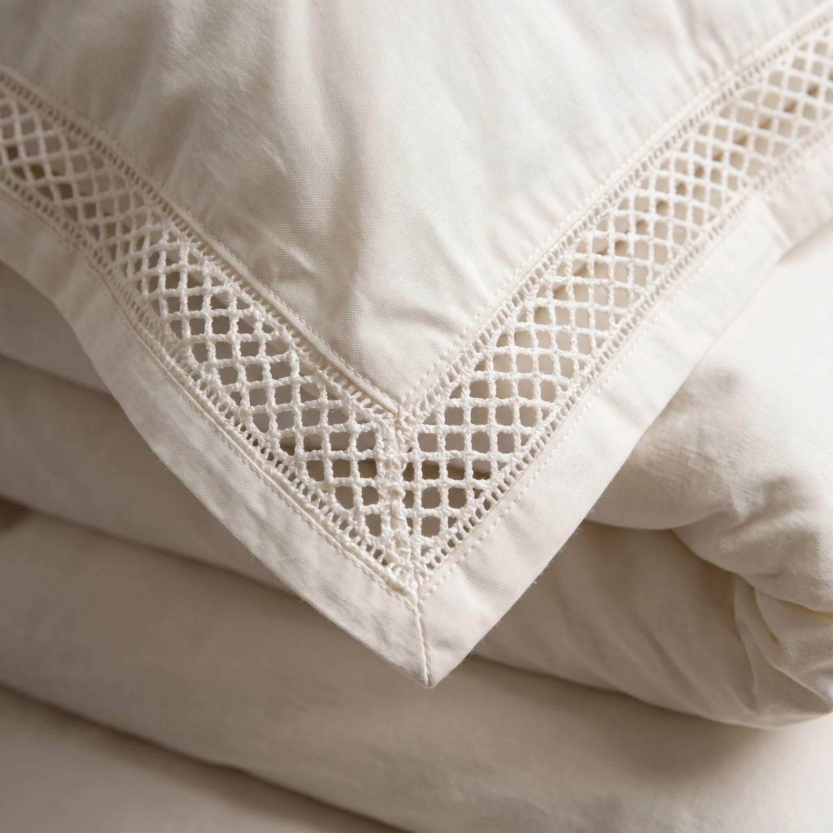 Duvet Cover Percal 300TC White - Chain Border