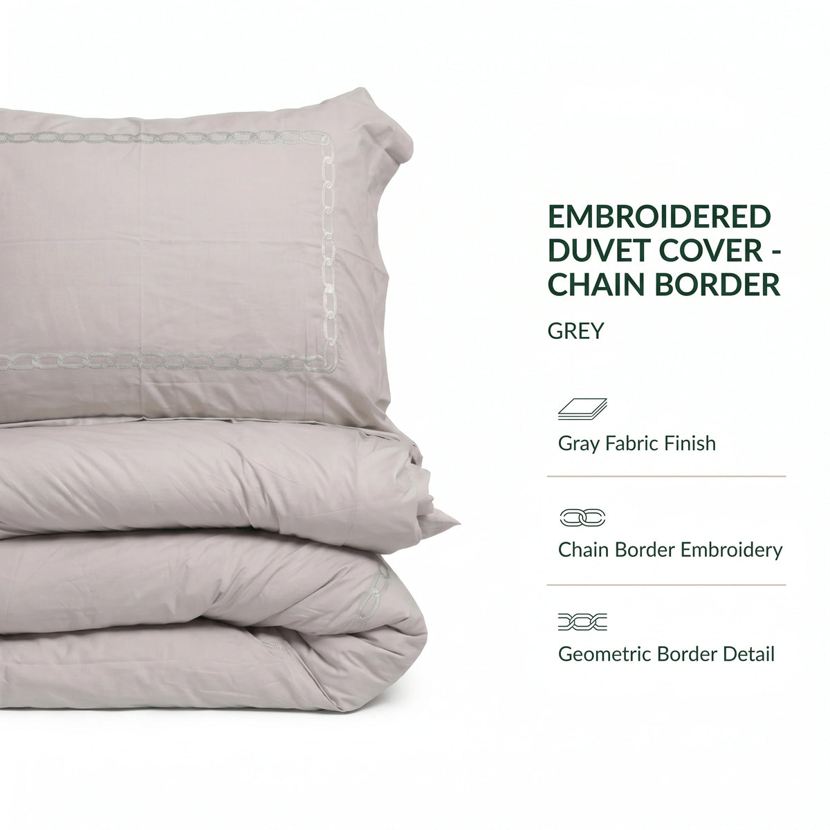 Embroidered Duvet Cover - Chain Border