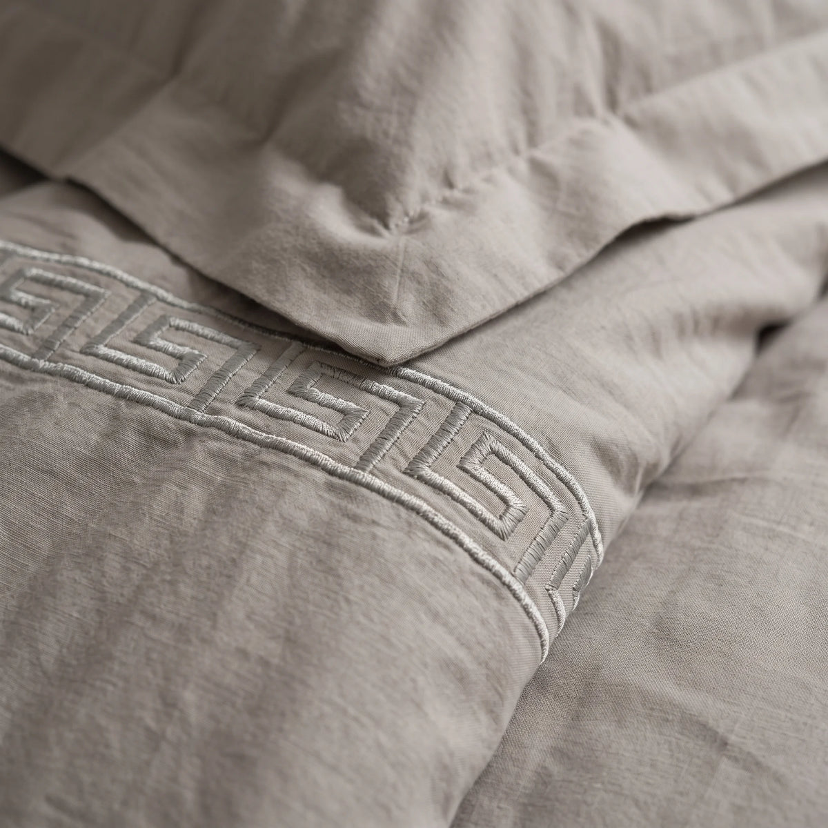 Duvet Cover Percal 300TC White - Chain Border