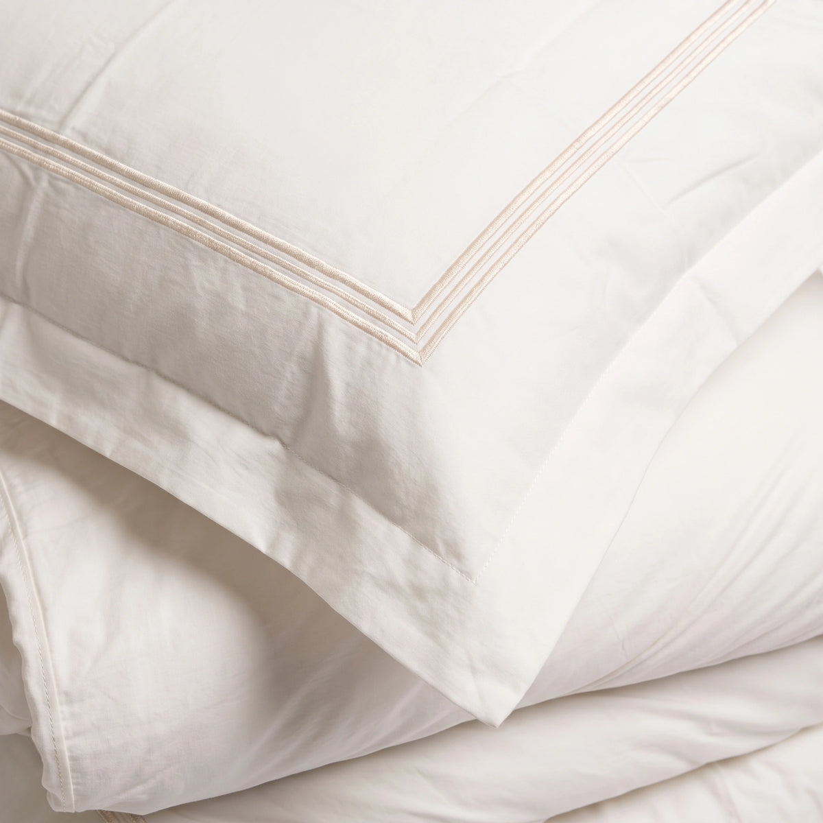Duvet Cover Percal 300TC White - Chain Border