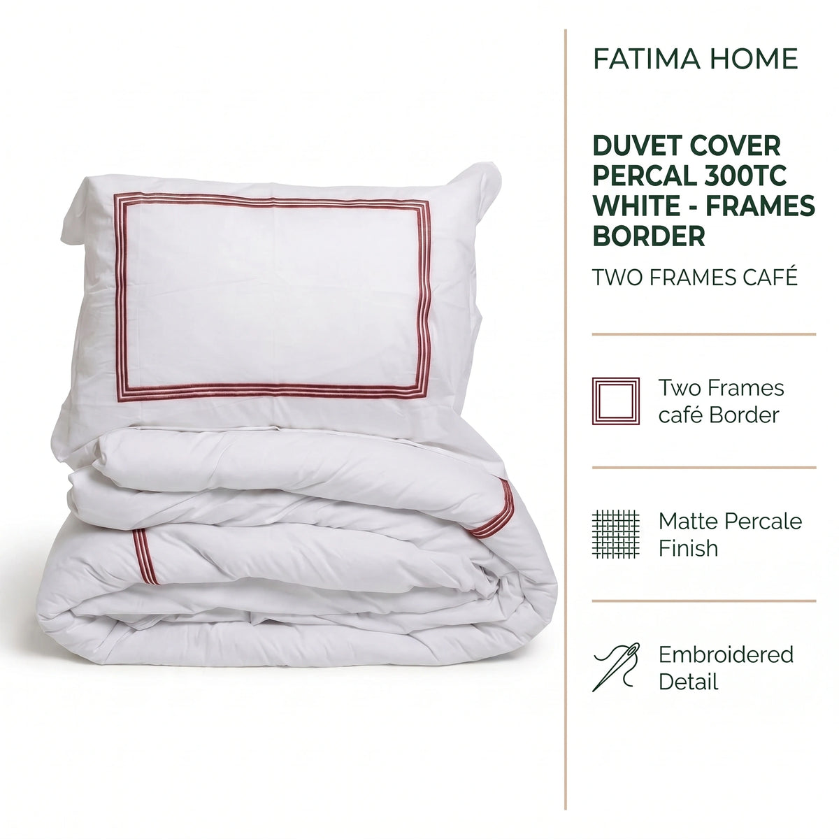 Duvet Cover Percal 300TC White - Frames Border