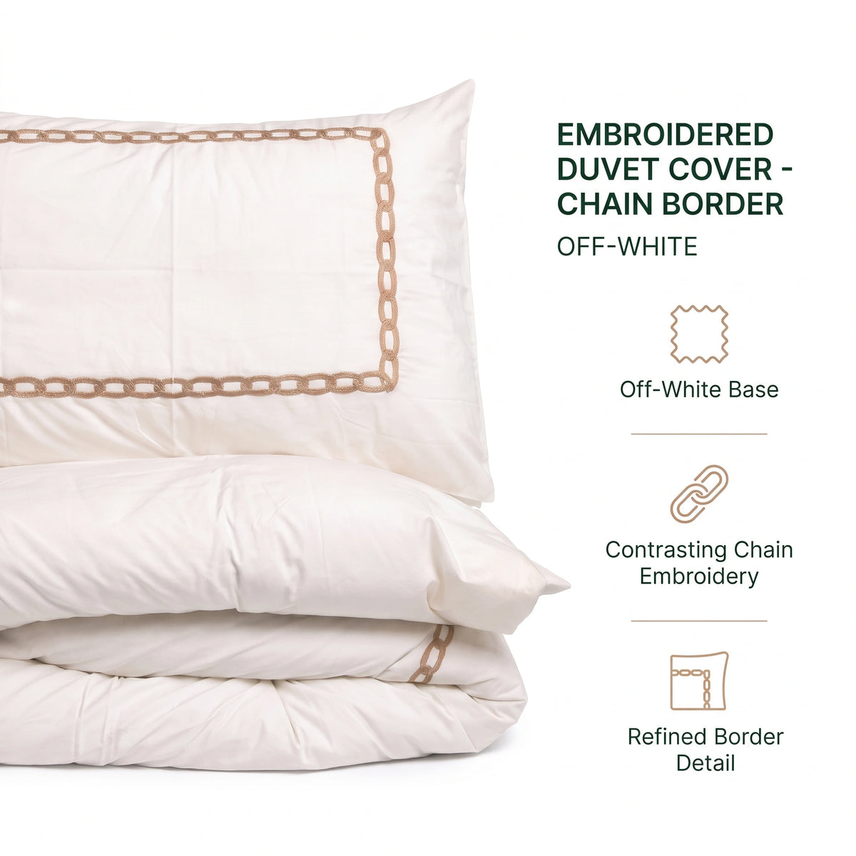 Embroidered Duvet Cover - Chain Border