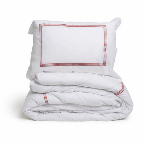 Embroidered Duvet Cover - Double Line Border