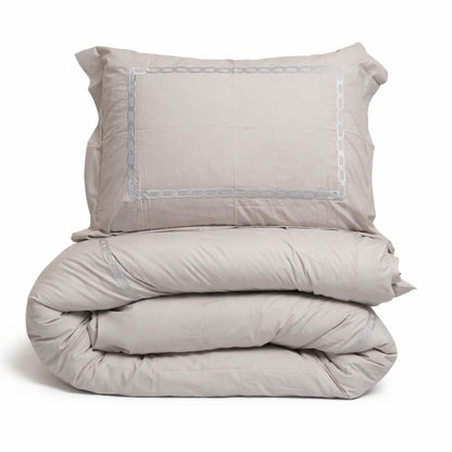 Embroidered Duvet Cover - Chain Border