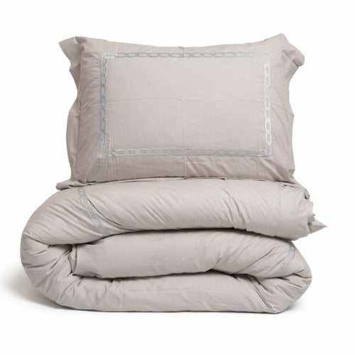 Embroidered Duvet Cover - Chain Border