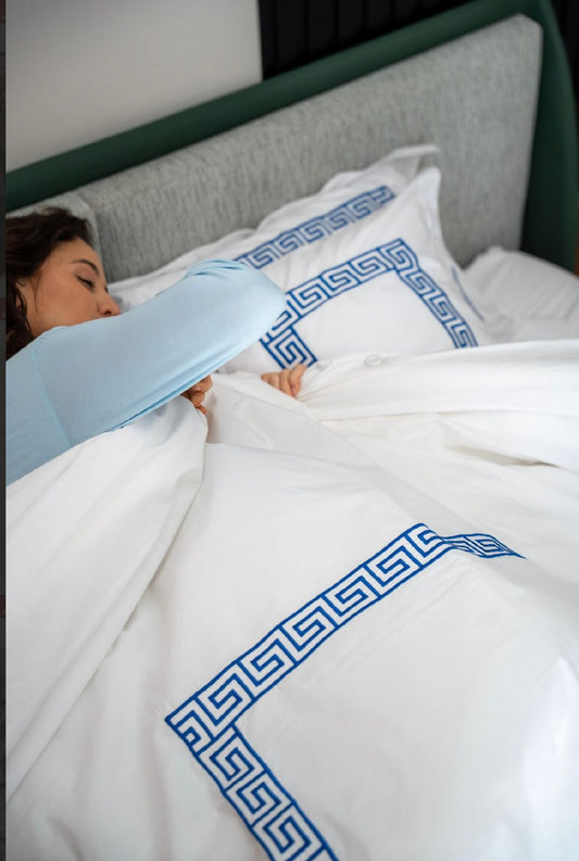 Embroidered Duvet Cover - Square Border