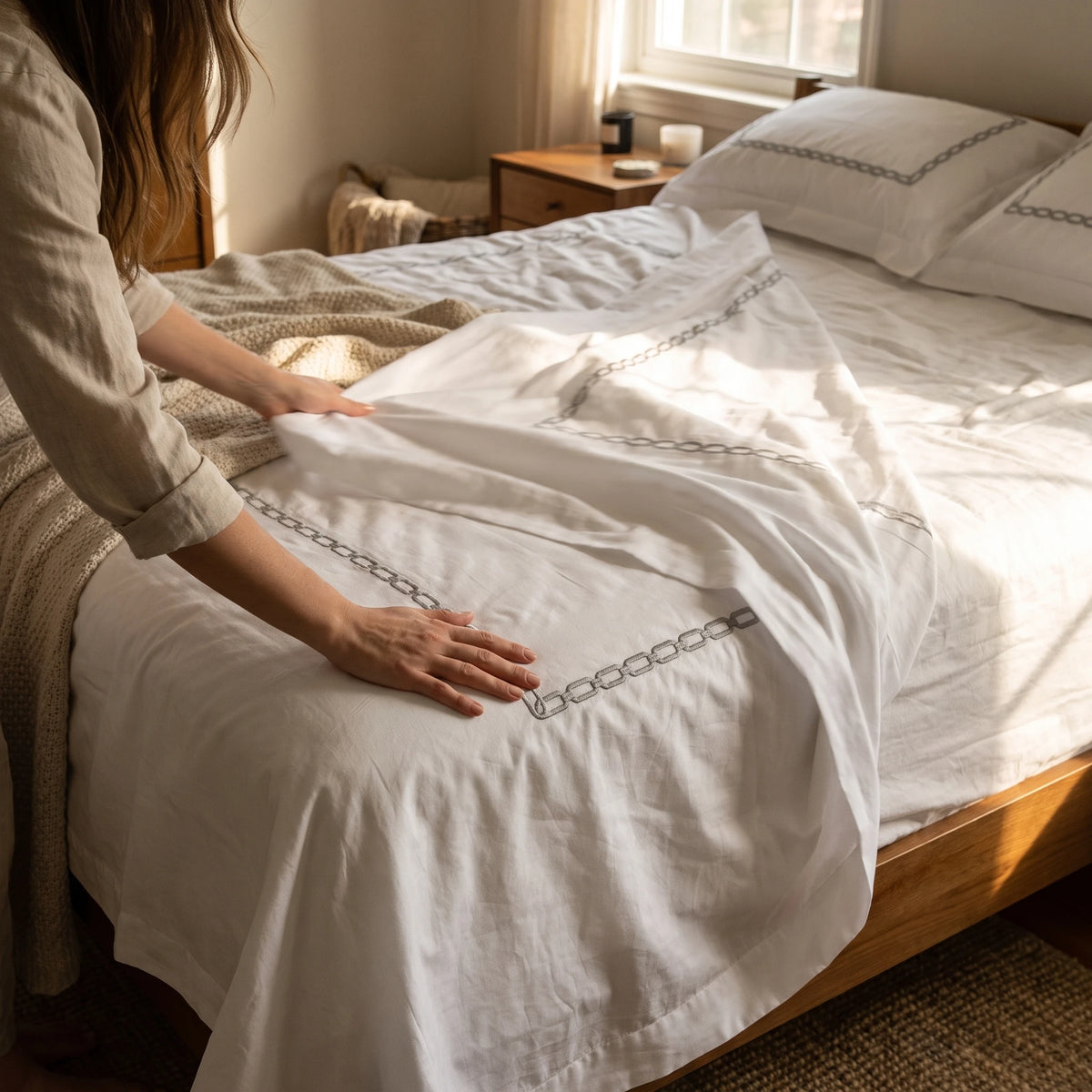 Embroidered Flat Bedsheet Set